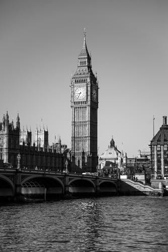 Puzzle 1000 Teile für Erwachsene London Big Ben Haus des Parlaments in Schwarz und Weiß Foto Wandkunst Holzpuzzle Spielzeug Spiele für Zuhause Familie Teenager von Generisch