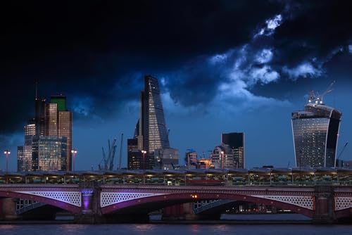 Puzzle 1000 Teile für Erwachsene Sturm über die Stadt London bei Dämmerung Foto Wandkunst Holzpuzzle Spielzeug Spiele für Zuhause Familie Jugendliche von Generisch