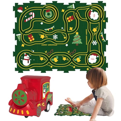 Puzzle Racer Kinder-Autobahn-Set, Puzzle-Bahn-Auto-Spielset | Autospielzeug Rennbahn-Puzzle-Eisenbahnwagen | Cartoon-Puzzlebahn, Puzzle-Racer-Feinmotorikspielzeug, Kleinkindspielzeug-Autobahn für Kind von Generisch