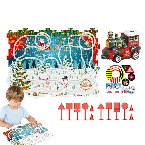 Puzzle Racer Kinder-Autobahn-Set,Puzzle-Autobahn - Cartoon-Puzzle-Schienenspielzeug, Puzzle-Eisenbahnwagen | Buntes Auto-Puzzle-Track-Puzzle-Track-Autospielzeug für die Weihnachtsferien von Generisch