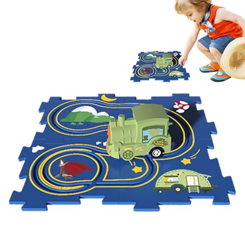 Puzzle-Rennwagen-Spielset,Puzzle-Rennwagen-Streckenset - Kinder-Puzzle-Schienenauto,-Autobahn-Set, Auto-Set, Spielzeug-Bodenpuzzles, spannendes interaktives Spiel für und Mädchen von Generisch