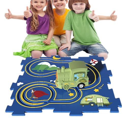 Puzzle-Rennwagen-Streckenset,Puzzle-Autostrecke,Kinder-Puzzle-Schienenauto - Lernpuzzle-Spielzeug, Auto-Set, Spielzeug, Bodenpuzzles, spannende Spielzeit für und Mädchen von Generisch