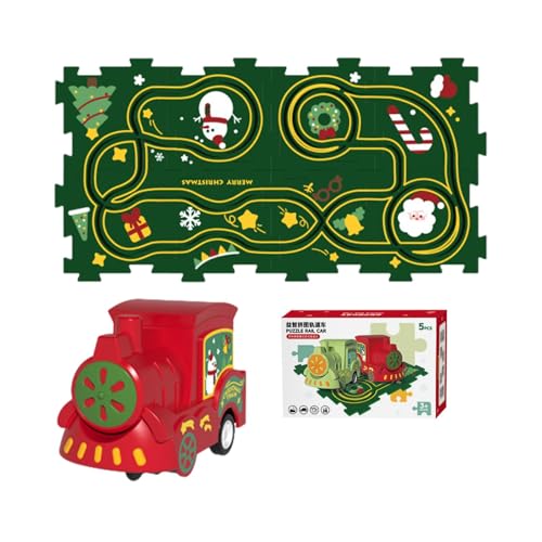 Puzzle-Spielzeug-Eisenbahnwagen, Puzzle-Rennwagen-Spielset | Elektrisches Gleiswagen-Set, Puzzle-Gleis-Spielset zusammenbauen - Mat Rail Car Educational Road Builder Bauspielzeug für Kleinkinder von Generisch