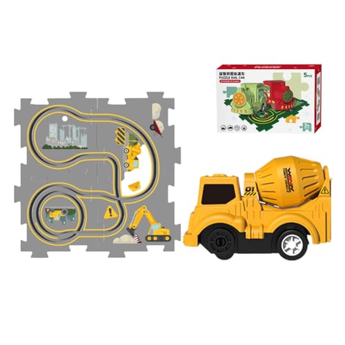 Puzzle-Spielzeug-Eisenbahnwagen, Puzzle-Rennwagen-Spielset | Gleis-Spielset, Puzzle, Gleiswagen-Set zusammenbauen,Straßenbau-Schienenwagen, pädagogisches Bauspielzeug für drinnen und zum Geburtstag von Generisch