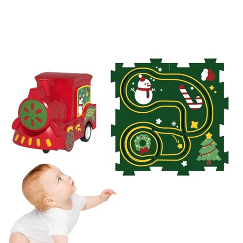 Puzzle-Spielzeug-Eisenbahnwagen, Puzzle-Rennwagen-Spielset - Gleis-Spielset, Puzzle, Gleiswagen-Set zusammenbauen - Spielzeug-Straßenbauer-Matten-Eisenbahnauto zum Geburtstag Bauen von Generisch