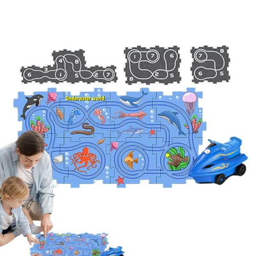 Puzzle-Strecke, pädagogisches Puzzle-Spielzeug, Puzzle-Racer-Kinderauto-Strecken-Set - Auto-Spielset Creative Electric | Lernauto-Schienenset zum Spielen im Innen- und Außenbereich von Generisch