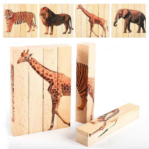 Puzzle Tier Wooden, Würfelpuzzle, Holz-Dreh-Puzzle, Drehpuzzle, 6 in 1 Kinderspielzeug Holzpuzzle Montessori Spielzeug 3D Würfelpuzzle Puzzlespiele Holzspielzeug für Kinder von Generisch