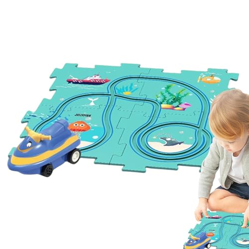 Puzzle-Track-Auto-Spielset, Autorennbahn - Kinder-Rennstrecken-Set - Autostreckenspiel, lehrreiches Bauspielzeug, Rennstrecken für Kinder ab 3 Jahren von Generisch