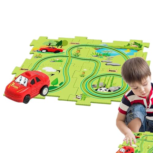 Puzzle-Track-Auto-Spielset, Autorennbahn | Spielzeugfahrzeug-Puzzlebrett,Auto-Abenteuerspielzeug, Rennstrecke, Lernspielzeug, Kleinkind-Puzzle-Strecken-Spielset für 3-, 4-, 5- und 6-jährige Kinder von Generisch