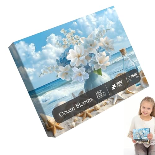 Puzzle für Kinder - Marine Blooms Theme Paper Jigsaw Brettspiel - Frühschulrätsel Spielzeug mit weißen Wolken dekoriert von Generisch