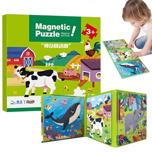 Puzzlebücher für Kinder,Magnetpuzzles für Kinder, Reiserätselbuch, Reisepuzzles, Roadtrip-Aktivitäten, Spielzeug, magnetische Puzzles für und Mädchen für 2–6-Jährige von Generisch