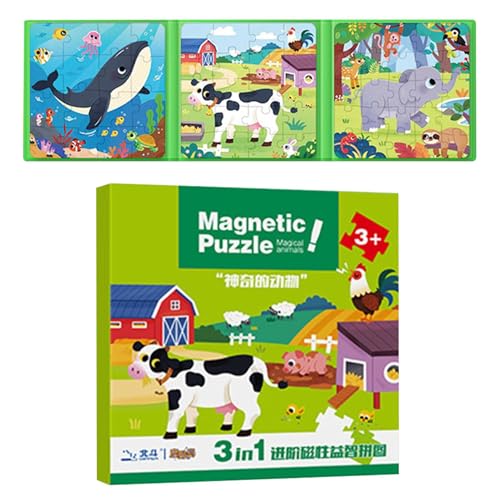 Puzzlebücher für Kinder,Magnetpuzzles für Kinder - Puzzle-Buch - Magnetische Reisepuzzles, Roadtrip-Aktivitäten, Spielzeug für Roadtrips für 2–6-Jährige von Generisch