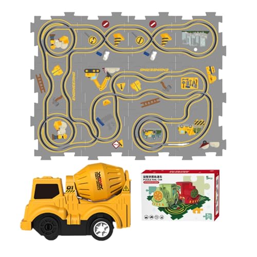 Puzzlematte „Eisenbahnzug“ zusammenbauen, Kinderpuzzle-Eisenbahnwagen-Spielset,Elektrisches Gleis-Spielset zum Zusammenbauen, Puzzle-Gleiswagen-Set - Straßenbauer, Spielzeug, Lernmatte, Eisenbahnwagen von Generisch