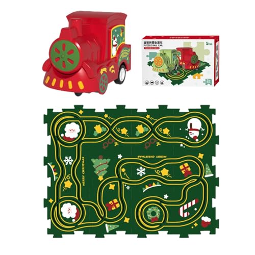 Puzzlematte „Eisenbahnzug“ zusammenbauen, Kinderpuzzle-Eisenbahnwagen-Spielset,Gleis-Spielset, Puzzle, Gleiswagen-Set zusammenbauen | Straßenbauer, pädagogisches Eisenbahnwagenmatten-Bauspielzeug für von Generisch