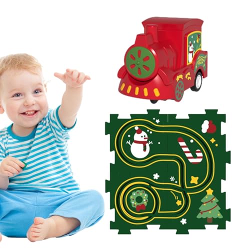 Puzzlematte „Eisenbahnzug“ zusammenbauen, Kinderpuzzle-Eisenbahnwagen-Spielset - Elektrisches Gleis-Spielset, Puzzle-Gleiswagen-Set - Straßenbauer, pädagogisches Eisenbahnwagenmatten-Bauspielzeug für von Generisch