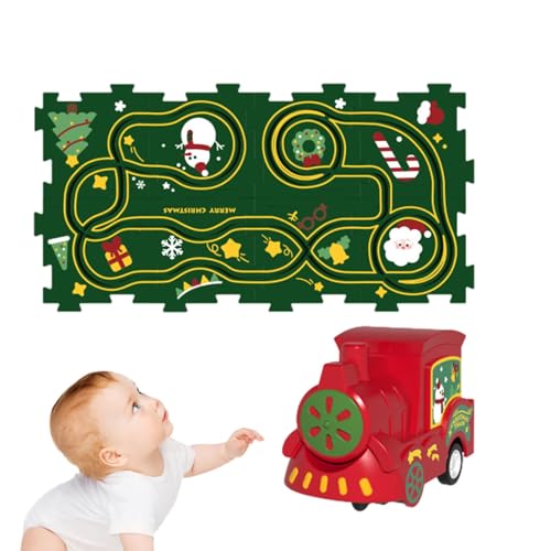 Puzzlematte „Eisenbahnzug“ zusammenbauen, Kinderpuzzle-Eisenbahnwagen-Spielset | Elektrisches Gleis-Spielset zum Zusammenbauen, Puzzle-Gleiswagen-Set - Straßenbauer, pädagogisches Eisenbahnwagenmatten von Generisch