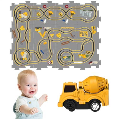 Puzzlematte „Eisenbahnzug“ zusammenbauen, Kinderpuzzle-Eisenbahnwagen-Spielset | Elektrisches Gleiswagen-Set, Puzzle-Gleis-Spielset zusammenbauen | Straßenbauer, pädagogisches Eisenbahnwagenmatten-Bau von Generisch