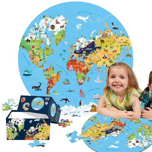 Puzzles für Kleinkinder, Bodenpuzzles - 70 Teile Bodenspiel-Rundpuzzle für Kinder im Vorschulalter - Trainieren Sie die Hand-Auge-Koordination für und Mädchen, Puzzle-Spielzeug für Klassenzimmer und S von Generisch