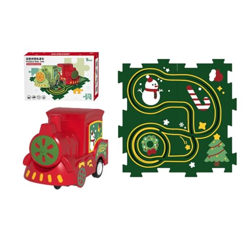 Puzzles und Gleis-Kombination, Puzzlematte „Rail Train“ zusammenbauen, Gleis-Spielset, Puzzle, Gleiswagen-Set zusammenbauen, Straßenbau-Schienenwagen, pädagogisches Bauspielzeug für drinnen und zum Ge von Generisch