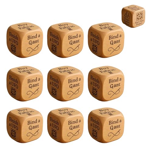Quilter-Würfel, 9er-Pack Handgefertigte Holz-Quilt-Entscheidungswürfel Mit 6 Gravierten Nähaufgaben, Vielseitige Holz-Wurfwürfel Für Schneider Näherinnen Designer Quilter-Würfel, 9er-Pack Handgefertigte Holz-Quilt-Entscheidungswürfel Mit 6 Gravierten Nähaufgaben, Vielseitige Holz-Wurfwürfel Für Schneider Näherinnen Designer von Generisch