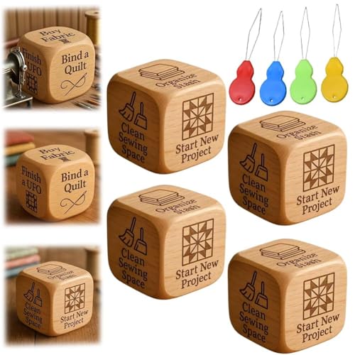 Quilter-Würfel, handgefertigt, 6-seitig, graviert, Entscheidungswürfel aus Holz mit gravierten Quiltaufgaben, Nähzimmer-Dekoration für Quilting-Aufgaben für Quilter und Nähliebhaber, um Quilten zu Quilter-Würfel, handgefertigt, 6-seitig, graviert, Entscheidungswürfel aus Holz mit gravierten Quiltaufgaben, Nähzimmer-Dekoration für Quilting-Aufgaben für Quilter und Nähliebhaber, um Quilten zu von Generisch