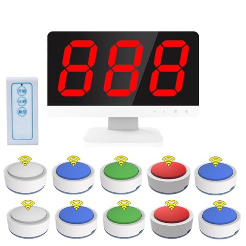 Quizspiel Buzzer System, Wireless Game Show Antwortgerät mit Fernbedienung, Enthält 1 Monitor und 10 Summer für Schulwettbewerbe und Partyquiz Quizspiel Buzzer System, Wireless Game Show Antwortgerät mit Fernbedienung, Enthält 1 Monitor und 10 Summer für Schulwettbewerbe und Partyquiz von Generisch