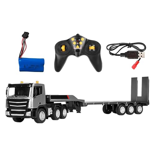 RC Semi Truck für Kinder, Semi Truck Ferngesteuertes Auto | Elektroauto-Spielzeug im Maßstab 1:24,2,4-GHz-LKW-RC-Fahrzeug mit Anhänger, 9-Kanal-Baufahrzeugspielzeug mit Ton und Licht für und Mädchen von Generisch