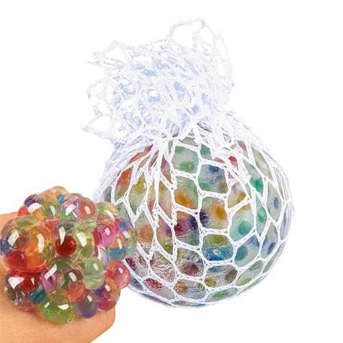 Rainbow Squeeze Ball, Squishy Mesh Ball, Rainbow Kneading Ball, Gooey Mesh Ball, Soft Elastic Stretch Balls, Colourful Anti-Stress Squeeze Grape Balls for Children and Adults von Generisch