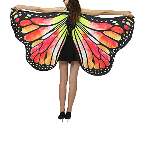 Rave Outfit Damen, Schmetterling Kostüm Damen, Cosplay Umhang Karneval Schmetterlingsflügel Elegant Tierkostüm Damen Erwachsene Faschingskostüme Kostümparty Rave Silvester Deko 2025 Flügel Kostüm von Generisch