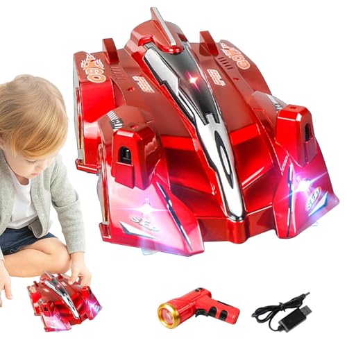 Rc Light-Guided Wall Race, Rc Stunt Car - Doppelmodus 360 Grad drehbares RC-Auto | Wiederaufladbares RC-Autospielzeug, USB-aufladbares Indoor-Wandrennen für und Mädchen im Alter von 6–12 Jahren von Generisch