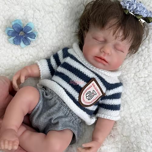 Realistische 30 cm große Reborn-Babypuppe aus Silikon, Mädchen – handgefertigt, lebensecht, mit geschlossenen Augen, offenem Mund, Neugeborenes, als Sammlerstück Realistische 30 cm große Reborn-Babypuppe aus Silikon, Mädchen – handgefertigt, lebensecht, mit geschlossenen Augen, offenem Mund, Neugeborenes, als Sammlerstück von Generisch