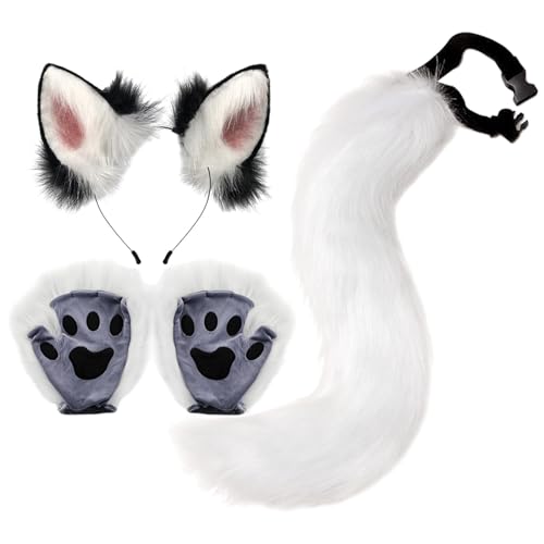 Realistisches Fuchskostüm Set - Cosplay Set mit Kunstpelz Maske Tail und Handschuhen Leichtes Zubehör Tiermottoparty Therian Mask mit Tail Handschuhe Realistisches Fuchskostüm Set - Cosplay Set mit Kunstpelz Maske Tail und Handschuhen Leichtes Zubehör Tiermottoparty Therian Mask mit Tail Handschuhe von Generisch