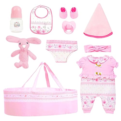 Reborn Baby Puppen Zubehör Set | Mädchen Reborn Puppe Flasche Schnuller Kleidung Set | Für 45 cm Puppe, Realistisches Spielbettchen für Kinderzimmer Haus Kindergarten Geburtstag Kindertag Reborn Baby Puppen Zubehör Set | Mädchen Reborn Puppe Flasche Schnuller Kleidung Set | Für 45 cm Puppe, Realistisches Spielbettchen für Kinderzimmer Haus Kindergarten Geburtstag Kindertag von Generisch