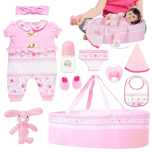 Reborn Baby Puppen Zubehör Set - Mädchen Reborn Puppe Flasche Schnuller Kleidung Set - Für 45 cm Puppe, Realistisches Spielbettchen für Kinderzimmer Haus Kindergarten Geburtstag Kindertag Reborn Baby Puppen Zubehör Set - Mädchen Reborn Puppe Flasche Schnuller Kleidung Set - Für 45 cm Puppe, Realistisches Spielbettchen für Kinderzimmer Haus Kindergarten Geburtstag Kindertag von Generisch