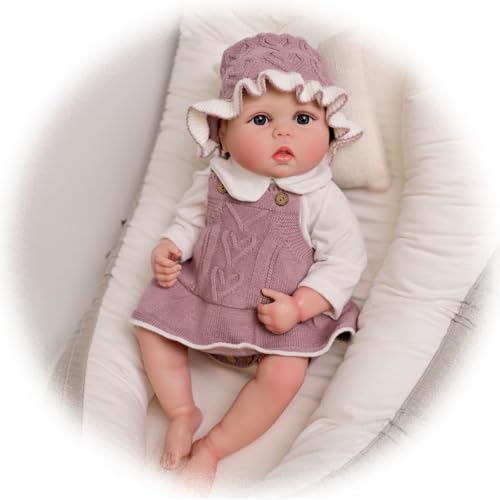 Reborn Babypuppen 22 Zoll 55CM Vollsilikon Vinyl Lebensecht Reborn Baby Puppe Mädchen Reborn Baby Doll Offenen Augen Reborn Puppe Spielzeug für ab 3+ Jahren von Generisch