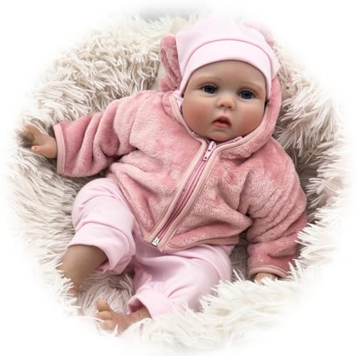 Reborn Babypuppen Lebensecht 22 Zoll 55CM Reborn Baby Puppen Mädchen Reborn Baby Doll Weicher Vinyl Körper Reborn Puppe Mädchen ab 3 Jahren von Generisch