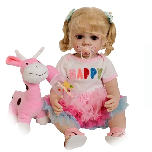 Reborn Babypuppen Mädchen 55 cm 22 Zoll Vinyl Silikon Realistische Reborn Puppen Handgefertigt Lebensechtes Reborn Dolls Neugeborenes Kinder Spielzeug wasserdichte Reborn Baby Puppe von Generisch