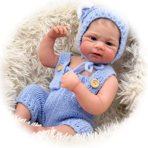 Reborn Babys Puppen 19 Zoll Vinyl Silikon Körper Waschbare Newborn Lebensecht Puppe Reborn Baby Doll Kids That Look real Life Open Eyes Mädchen Junge Spielzeug von Generisch