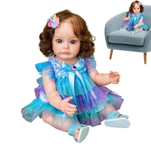 Reborn Doll | Realistische Kleinkindpuppe | Ganzkörper-Simulationspuppen für Kinder, 55,9 cm weiches Real-Life-Puppenspielzeug, wasserdichtes echtes Badepuppenspielzeug von Generisch