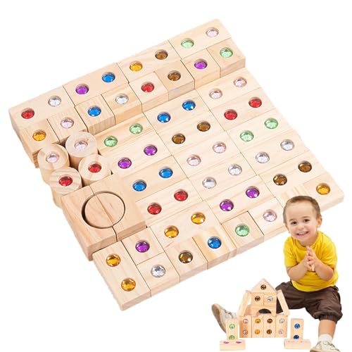 Regenbogen-Stapelspielzeug Aus Holz, Regenbogen-Stapelblock, Bausteine-Spielzeug-Regenbogen-Set Für Kinder,Regenbogen-Acrylblock-Konstruktionsspielzeug, Pädagogisches Sensorisches Lernspielzeug von Generisch