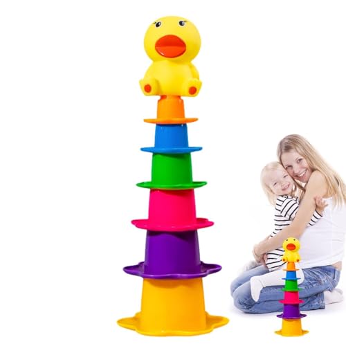 Regenbogenstapelbecher, Babybadspielzeug - Nisting Regenbogen Wasserbecher für Bad,Baby -Stapelwasserspielzeug für Kinder, Mädchen, Freunde, Familie von Generisch