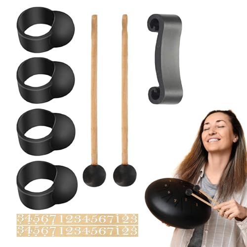 Regenspiel-Set, Regentrommel-Set | Handpan-Zubehör,Trommel-Regenglockenspiel-Zubehör, Trommelstock-Halter-Nummernaufkleber, Regentrommel-Zubehör-Set zur Verbesserung Ihres Handpan-Erlebnisses von Generisch