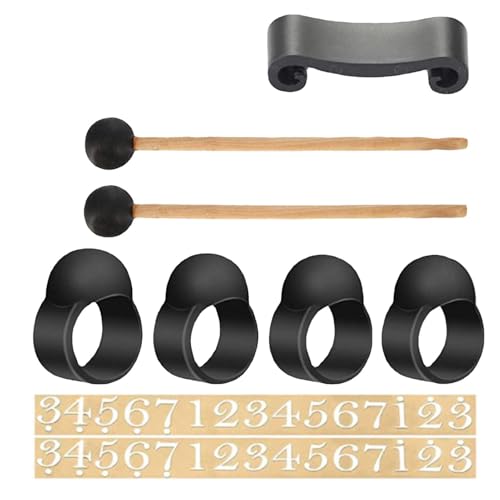 Regentrommel-Set, Regentrommel-Zubehör | Handpan-Trommel-Zubehör | Trommel-Regenglockenspiel-Zubehör, Trommelstock-Halter-Nummernaufkleber, Regentrommel-Zubehör-Set zur Verbesserung Ihres Handpan-Erle von Generisch