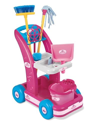 Reinigungswagen Spiel Mädchen Reinigungswagen Spielzeug Trolley Reinigung Trolley Reinigung Luxus mit Eimer Wischer Mopp Schaufel Schwamm Lappen Tuch Made in Italy von Generisch