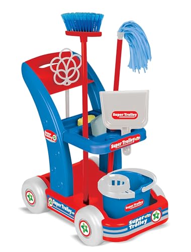 Reinigungswagen Spielzeug Kinder Mädchen Reinigungswagen Spielzeug Trolley Reinigung Trolley Reinigung Luxus mit Eimer Sieb Mopp Schaufel Schwamm Made in Italy von Generisch