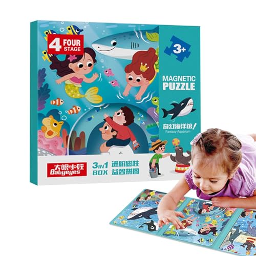 Reiserätsel für Kinder, Puzzlebücher für Kinder - Reiserätselbuch - Magnetische Reisepuzzles, Roadtrip-Aktivitäten, Spielzeug, magnetische Puzzles für und Mädchen für 2–6-Jährige von Generisch