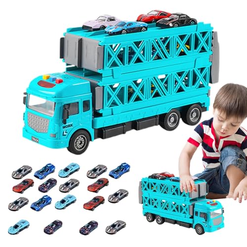 Rennstrecken-Truck-Spielzeug, Transportträger-Spielset, Kinder-Renn-Truck-Spielzeug, Licht- und Sound-Truck, katapultierende Rennstrecke mit Auswurf-Rennstrecke, Licht und Sound für Feiertagsgeburtsta von Generisch