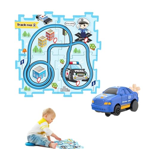 Rennwagen-Set für Rennstrecke Puzzle, Rennstrecke für Kinder, Spielzeug-Set für Schienen für Puzzle-Autos - Bauspiele für Eisenbahnfahrzeuge, Fahrzeuge und Lernspielzeug der ve von Generisch