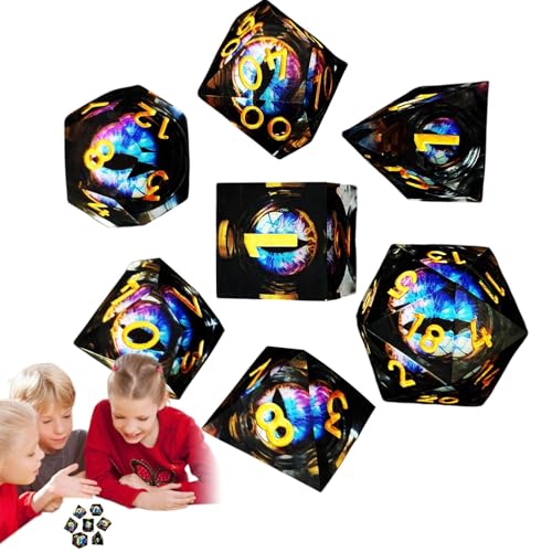 Rollenspielwürfel, kleine polyedrische Harzwürfel - Tischspiel Tiny Dice Set,Würfel und Zubehör, einzigartiges Liquid-Core-Design, kleine polyedrische polyedrische Würfel für männliche und weibliche G von Generisch