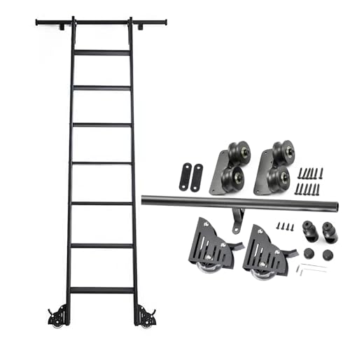 Rolling Library Ladder Hardware Kit 6.0 m Sliding Track Rail Kit for Loft Slide Rails Mobile Handware Kit (No Ladder Included) von Generisch